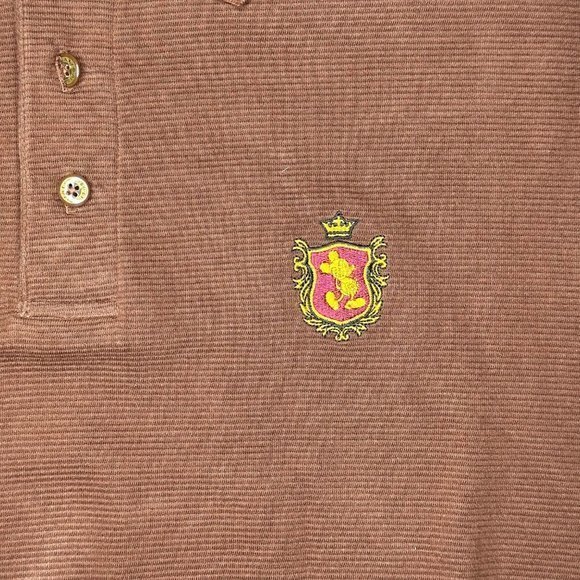 Walt Disney World Men's Brown Ribbed Polo Mickey Mouse Embroidered Size XL‎ - Picture 2 of 7